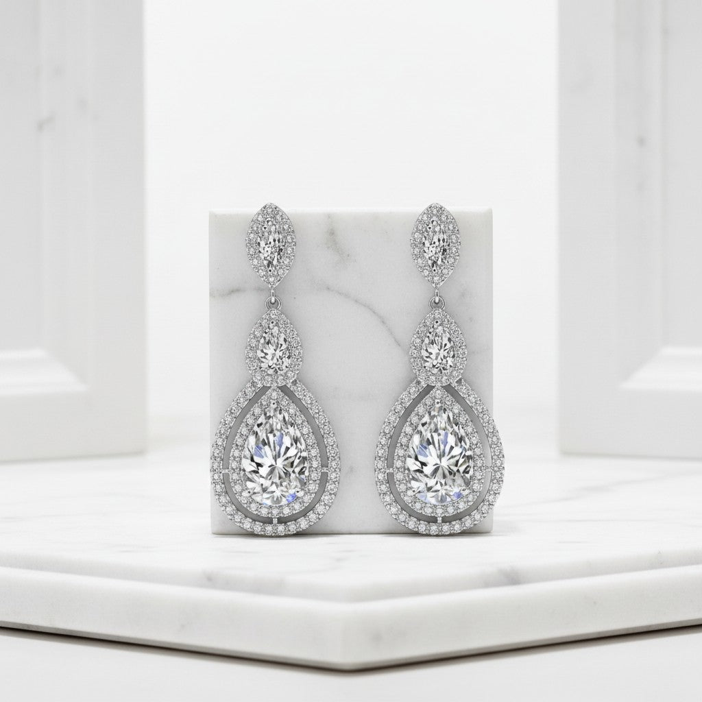 CUBIC ZIRCONIA COLLECTION - CRYSTAL TREASURE EARRINGS - CZER430