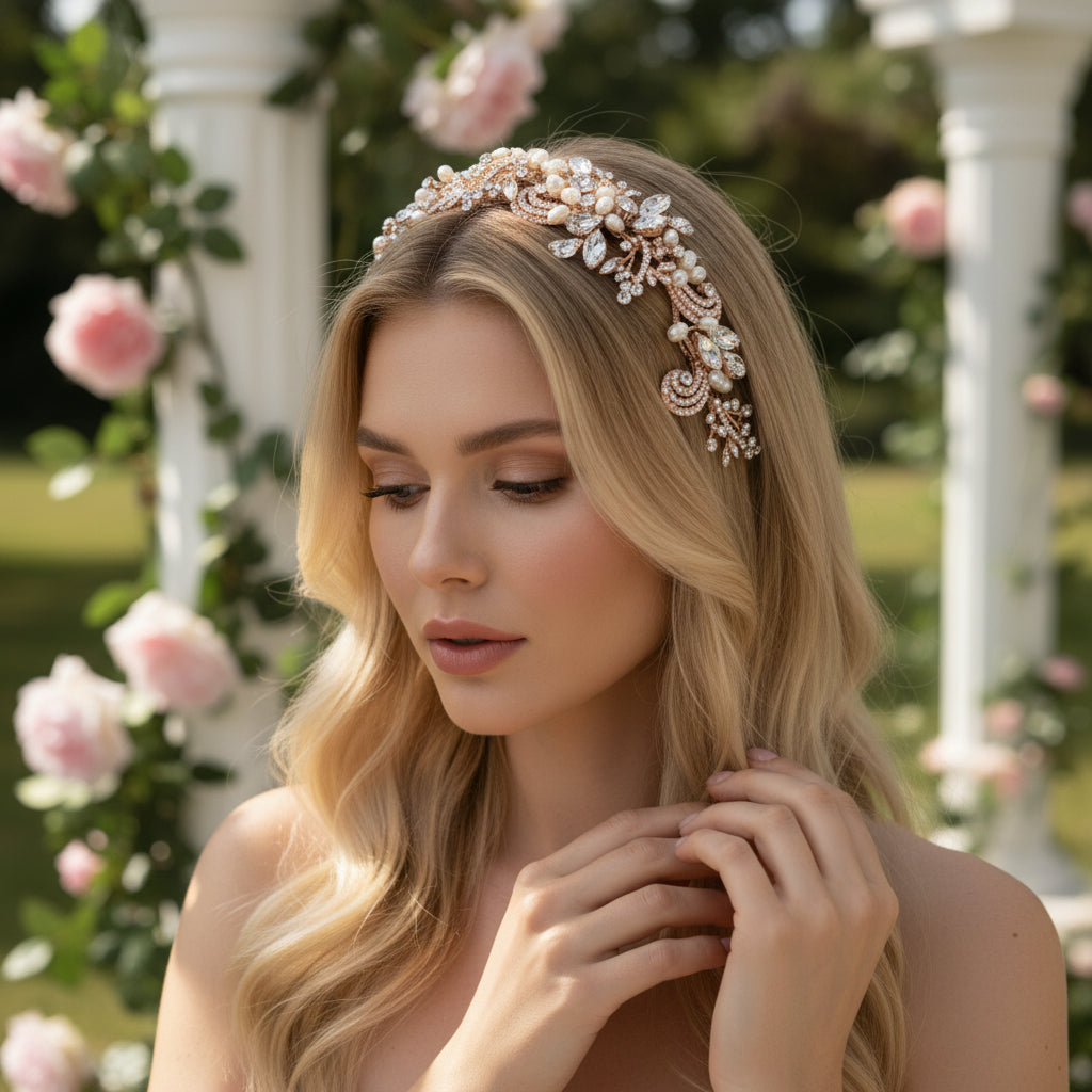 SASSB COLLECTION - ELISE EXQUISITE FLEXIBLE HEADPIECE HC31 - ROSE GOLD