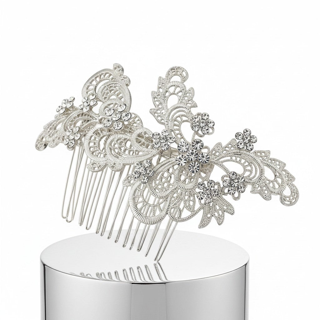 SASSB COLLECTION - LIZA EXQUISITE HAIRCOMB  HC32-SILVER