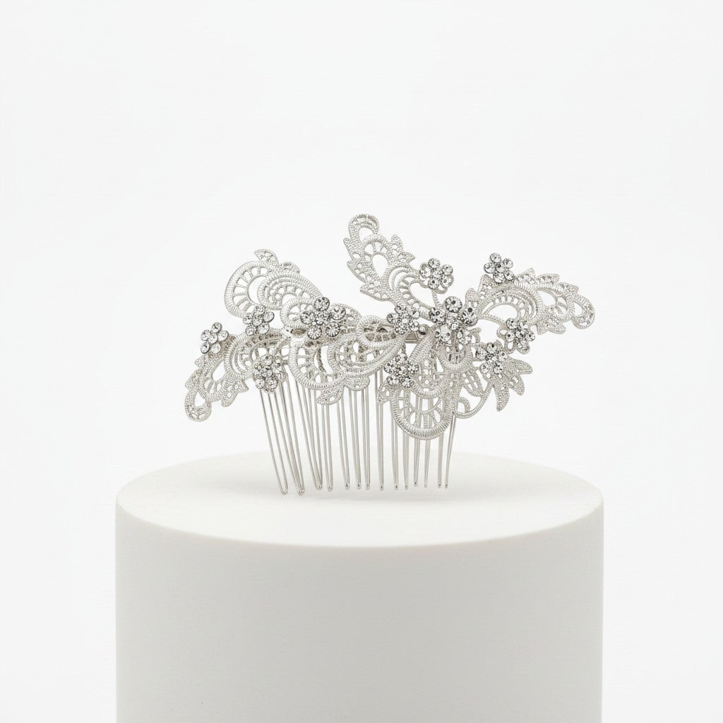 SASSB COLLECTION - LIZA EXQUISITE HAIRCOMB  HC32-SILVER
