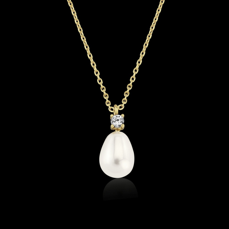 CUBIC ZIRCONIA COLLECTION - VINTAGE HEIRLOOM NECKLACE - CZNK72 GOLD