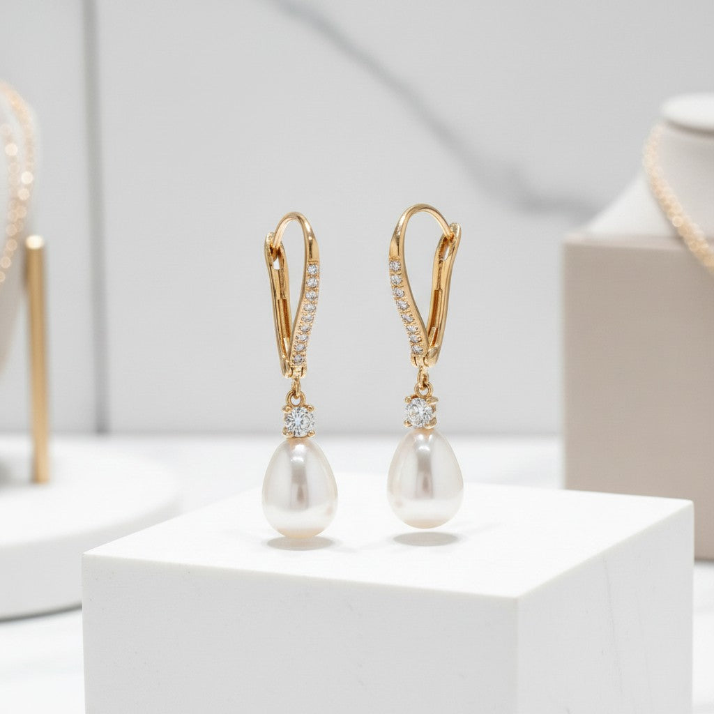 CUBIC ZIRCONIA COLLECTION - VINTAGE HEIRLOOM EARRINGS - CZER424 GOLD