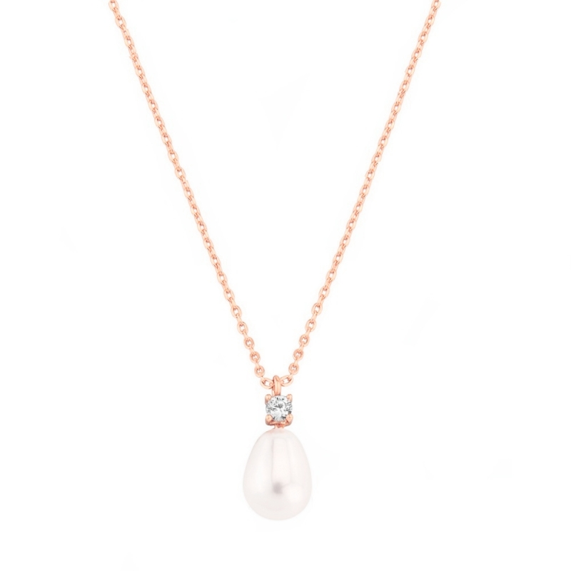 CUBIC ZIRCONIA COLLECTION - VINTAGE HEIRLOOM NECKLACE - CZNK72 ROSE GOLD