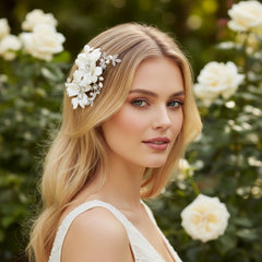 SASSB COLLECTION - FAYE VINTAGE ROSE HEADPIECE - SILVER