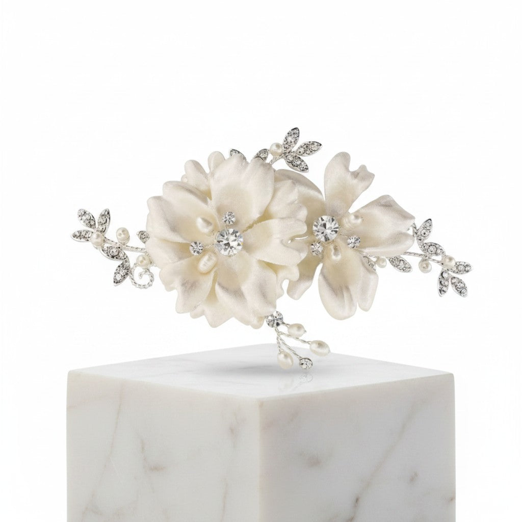 SASSB COLLECTION - FAYE VINTAGE ROSE HEADPIECE - SILVER