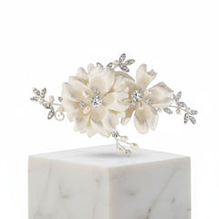 SASSB COLLECTION - FAYE VINTAGE ROSE HEADPIECE - SILVER