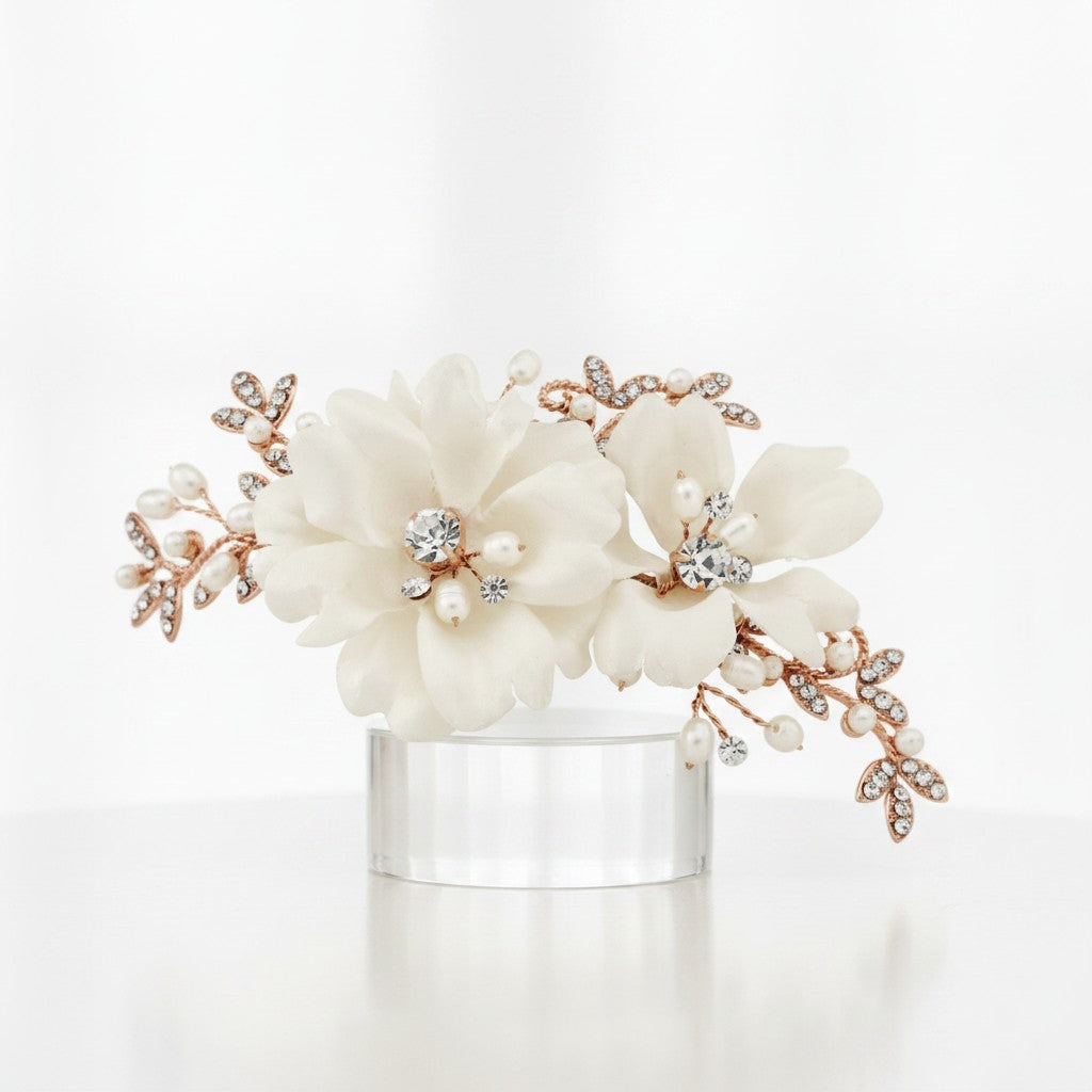 SASSB COLLECTION - FAYE VINTAGE ROSE HEADPIECE-HC34 - ROSE GOLD