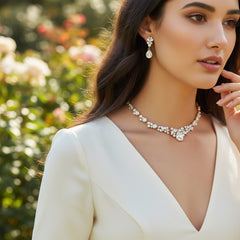 ATHENA COLLECTION - CRYSTAL ENCHANTMENT NECKLACE SET - ROSE GOLD (NK166)