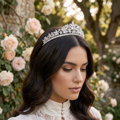 CUBIC ZIRCONIA COLLECTION - EXQUISITE FLORAL TIARA - ABH-11