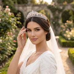 CUBIC ZIRCONIA COLLECTION - EXQUISITE FLORAL TIARA - ABH-11