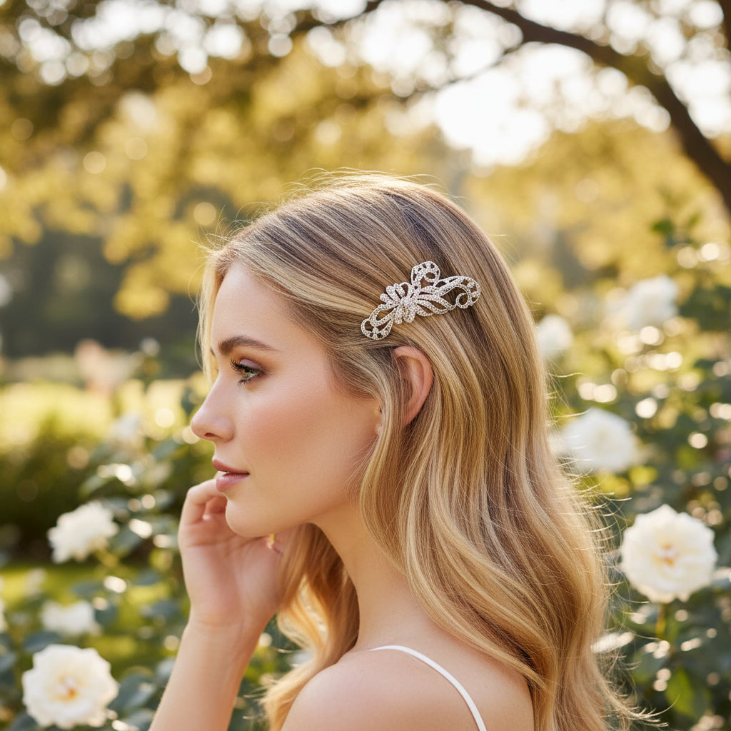 SASSB COLLECTION - ENCHANTING BEAUTY HAIR CLIP - HC37-SILVER