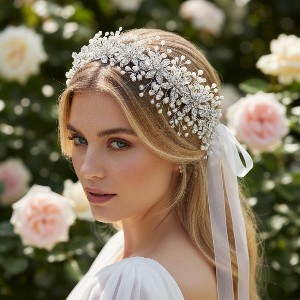 SASSB COLLECTION -  BEJEWELLED HEADPIECE -HP 1- SILVER