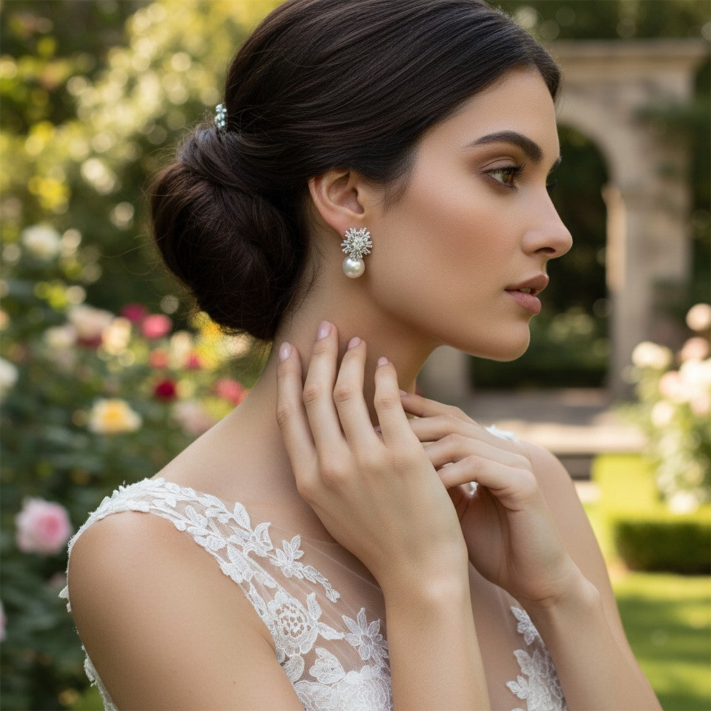 CUBIC ZIRCONIA COLLECTION - PEARL EXTRAVAGANCE EARRINGS - CZER426 (ROSE GOLD)