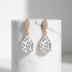 CUBIC ZIRCONIA COLLECTION - CLASSIC SPARKLE EARRINGS - CZER390 ROSE GOLD