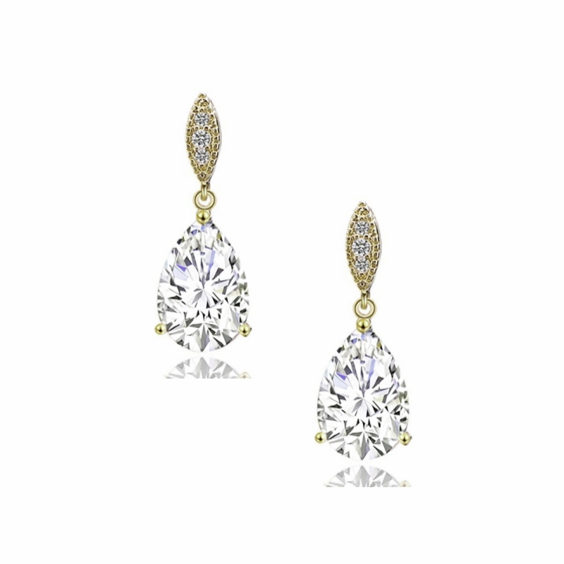 CUBIC ZIRCONIA COLLECTION - CLASSIC SPARKLE EARRINGS - CZER390  GOLD