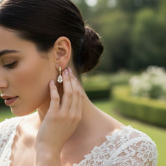 CUBIC ZIRCONIA COLLECTION - CLASSIC SPARKLE EARRINGS - CZER390  GOLD