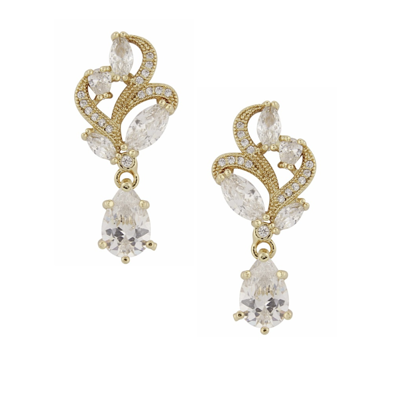 CUBIC ZIRCONIA COLLECTION - BEJEWELLED EARRINGS - ER312 (GOLD)