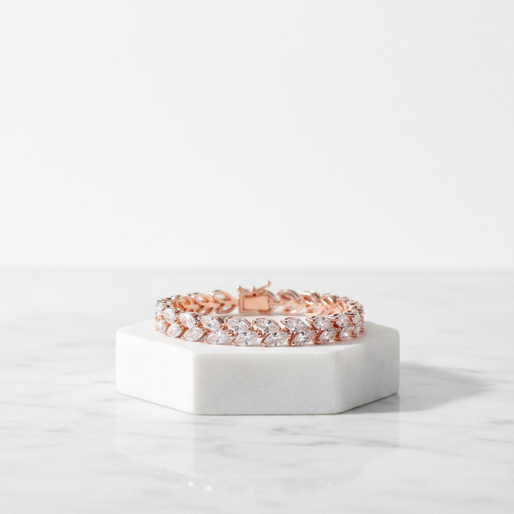 CUBIC ZIRCONIA COLLECTION - CHIC CRYSTAL BRACELET - CZBRA26 (ROSEGOLD)