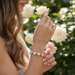 CUBIC ZIRCONIA COLLECTION - EXQUISITE CRYSTAL TREASURE BRACELET - CZBRA27 (ROSE GOLD)