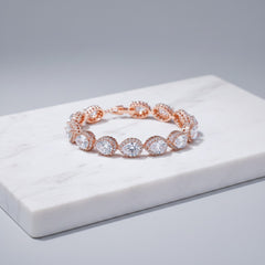 CUBIC ZIRCONIA COLLECTION - EXQUISITE CRYSTAL TREASURE BRACELET - CZBRA27 (ROSE GOLD)