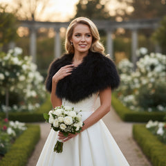 VINTAGE INSPIRED MARABOU FEATHER STOLE - BLACK (SG1)