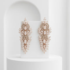 CUBIC ZIRCONIA COLLECTION - CRYSTAL LUSH EARRINGS - CZER388 (ROSE GOLD)