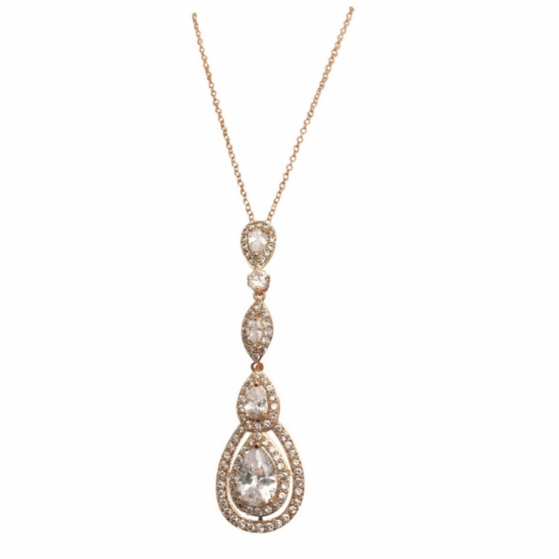 CUBIC ZIRCONIA COLLECTION - STARLET SPARKLE NECKLACE - CZNK75 ROSE GOLD