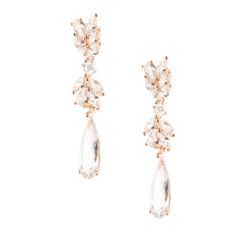 CUBIC ZIRCONIA COLLECTION - CHIC CHANDELIER EARRINGS - CZER436 ROSE GOLD