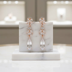 CUBIC ZIRCONIA COLLECTION - CHIC CHANDELIER EARRINGS - CZER436 ROSE GOLD