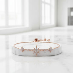 ATHENA COLLECTION - CRYSTAL STARBURST ADJUSTABLE BRACELET - CZBRA28 - ROSE GOLD
