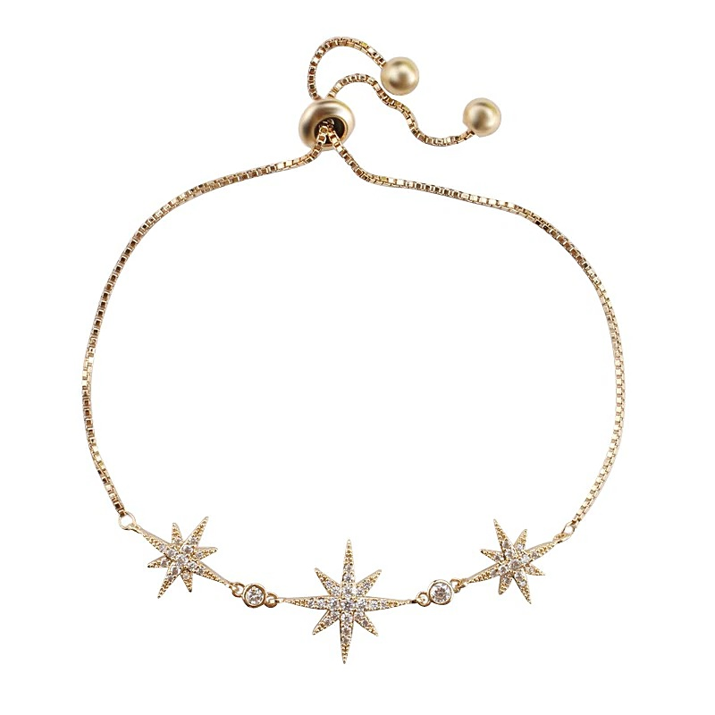 ATHENA COLLECTION - CRYSTAL STARBURST ADJUSTABLE BRACELET - CZBRA28 - GOLD