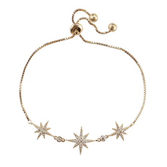 ATHENA COLLECTION - CRYSTAL STARBURST ADJUSTABLE BRACELET - CZBRA28 - GOLD