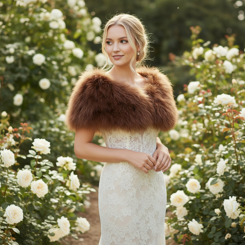 VINTAGE INSPIRED MARABOU FEATHER STOLE - CHOCOLATE BROWN (SG1)