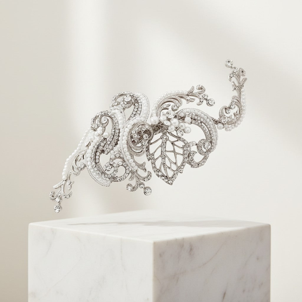 SASSB COLLECTION - VINTAGE EXTRAVAGANCE HEADPIECE HC33 - SILVER