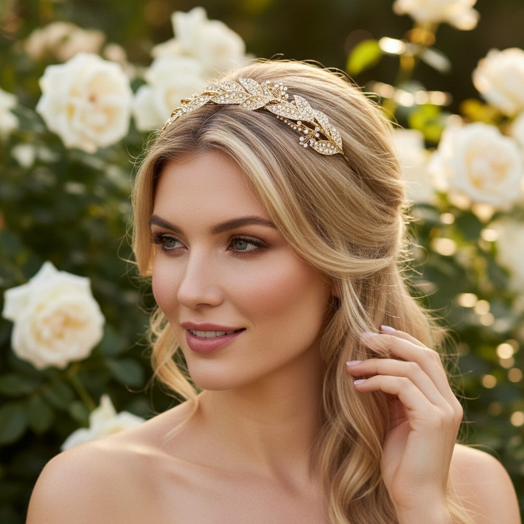 ELITE COLLECTION - GRECIAN STYLE BRIDAL HEADPIECE - HP121 GOLD