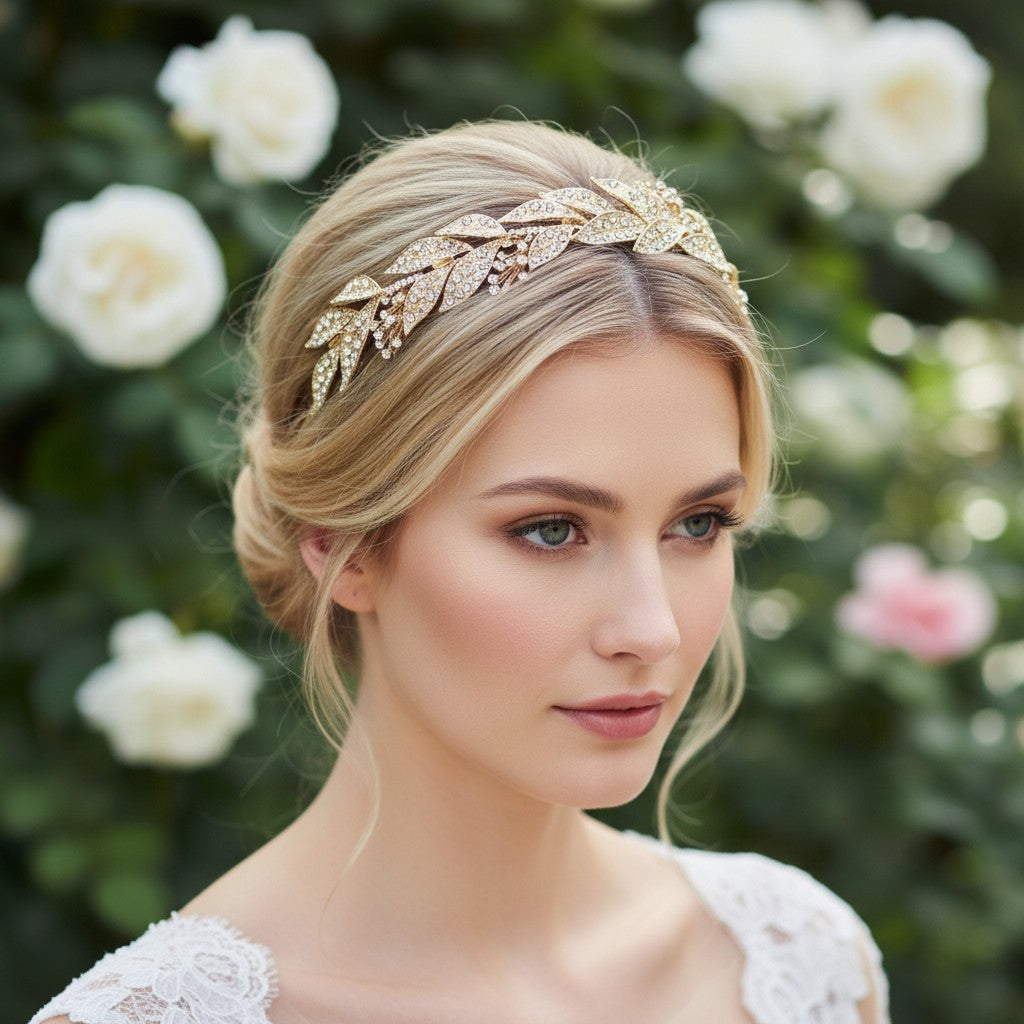 ELITE COLLECTION - GRECIAN STYLE BRIDAL HEADPIECE - HP121 GOLD