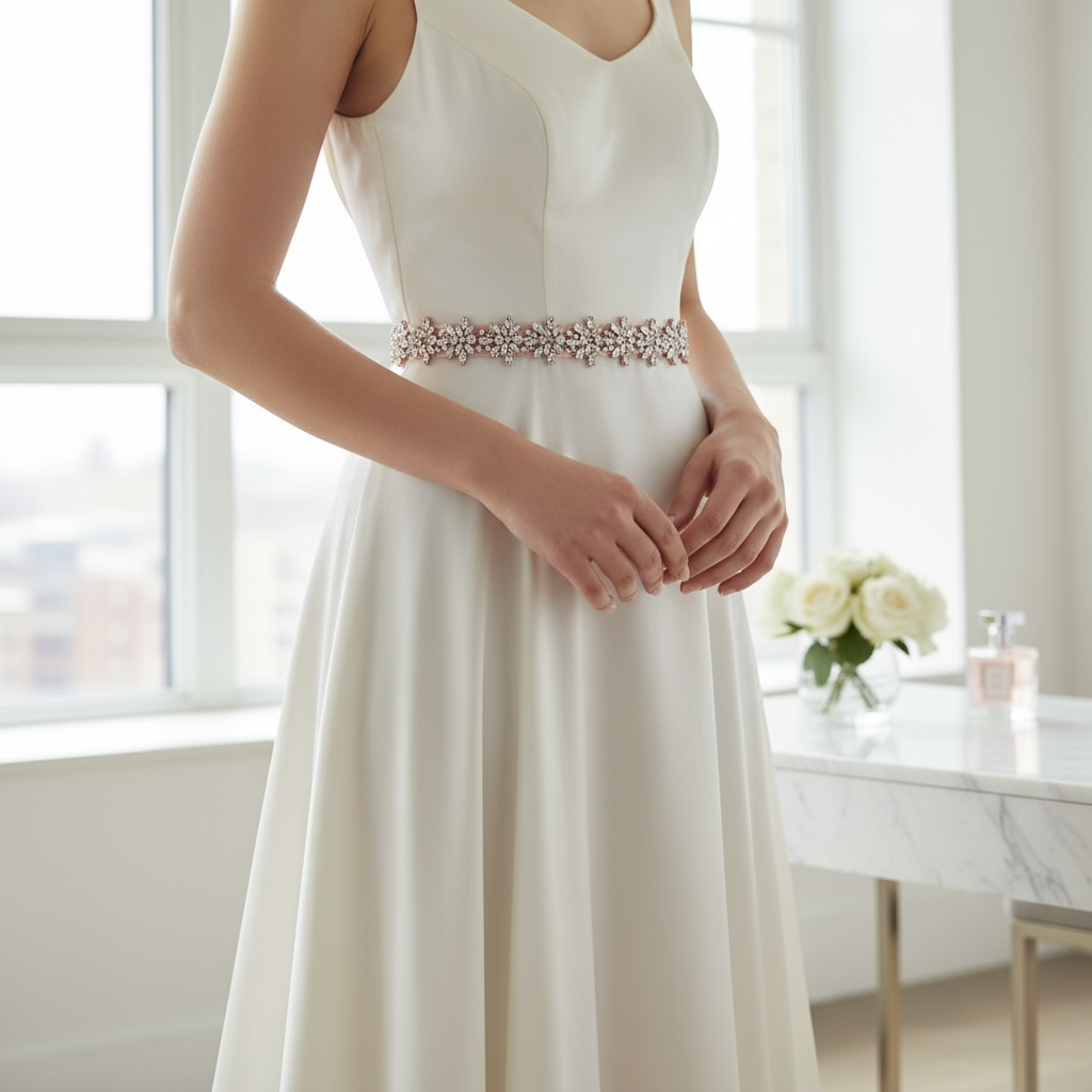ATHENA COLLECTION - BEJEWELLED BRIDAL BELT - BELT 15 - ROSE PINK