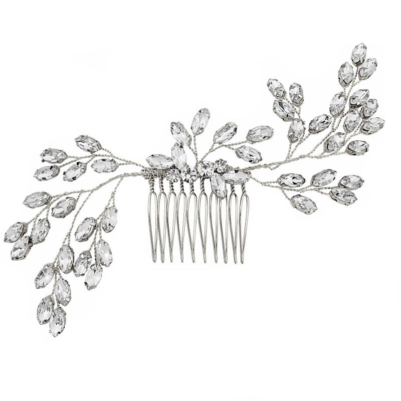 ATHENA COLLECTION - ELEGANCE HAIRCOMB - (HC155) SILVER