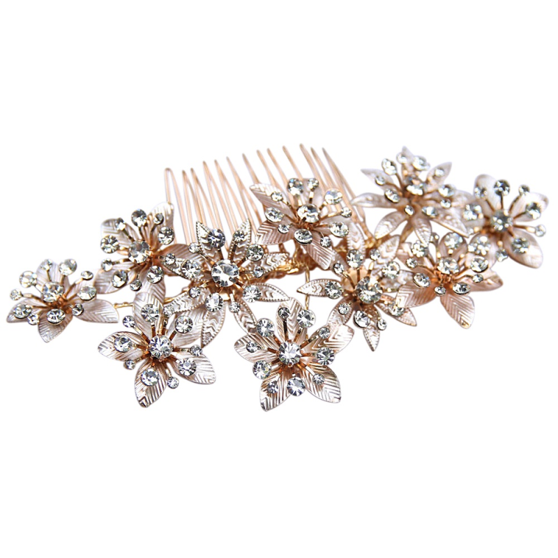 ATHENA COLLECTION - CRYSTAL BEJEWELLED HAIR COMB - GOLD (HC157)