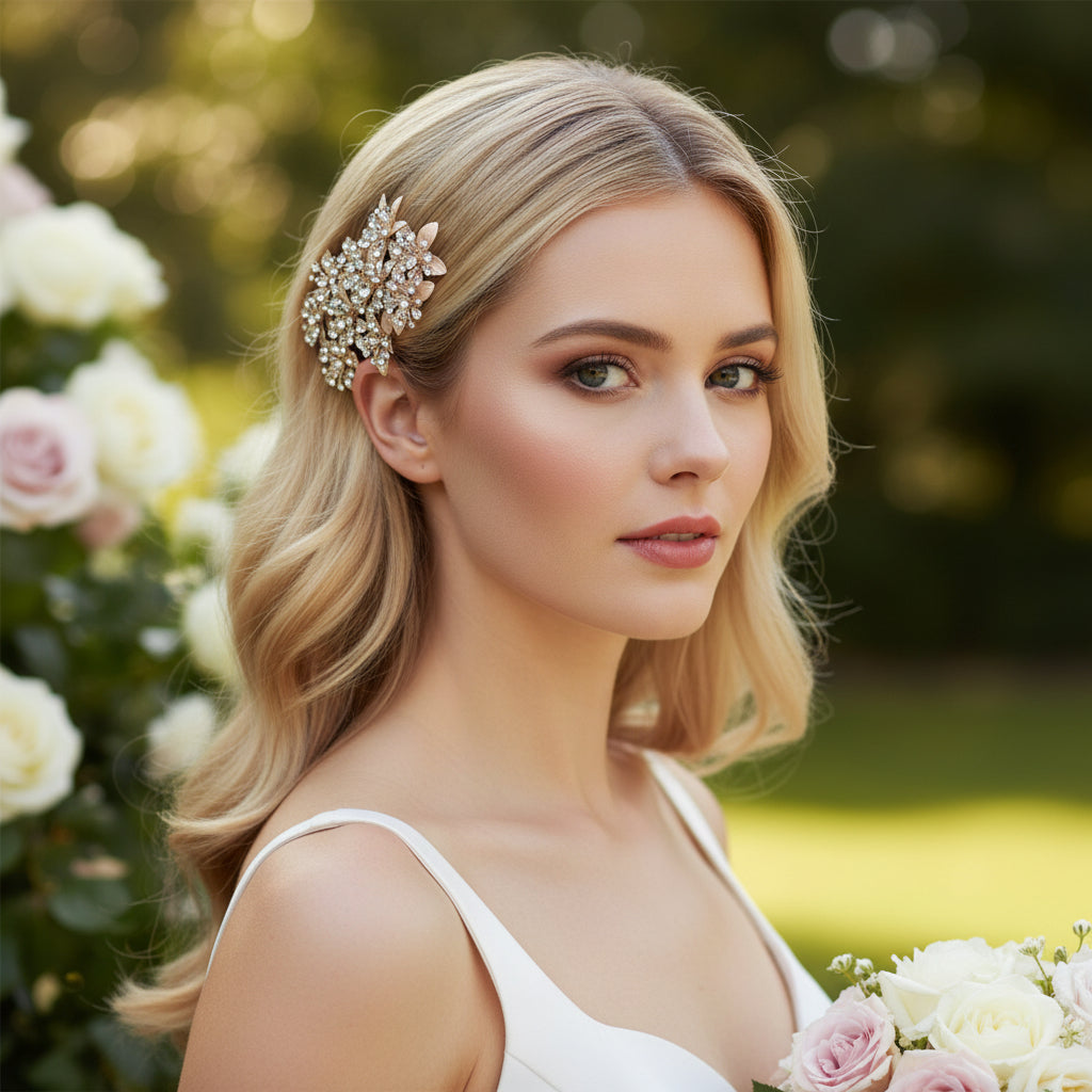 ATHENA COLLECTION - CRYSTAL BEJEWELLED HAIR COMB - GOLD (HC157)