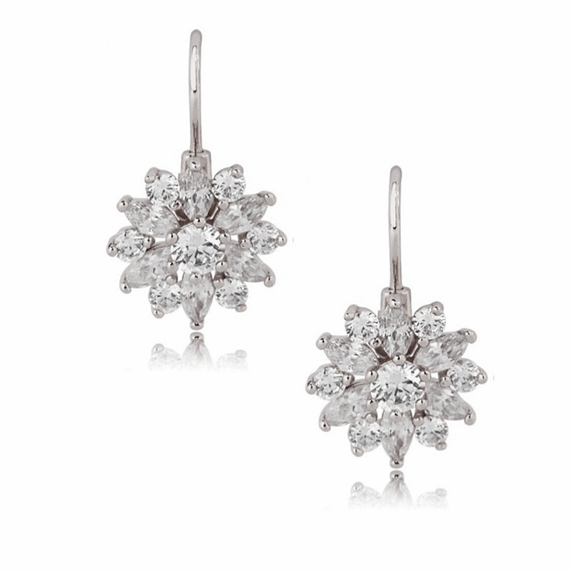 CUBIC ZIRCONIA - CRYSTAL SPARKLE EARRINGS - CZER382 SILVER