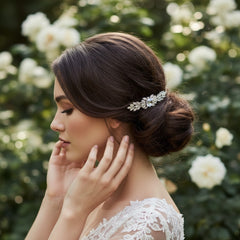 CZ COLLECTION - VINTAGE INSPIRED CRYSTAL CLIP - SILVER (CLIP 734)