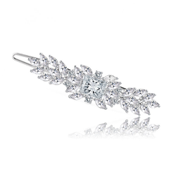 CZ COLLECTION - VINTAGE INSPIRED CRYSTAL CLIP - SILVER (CLIP 734)