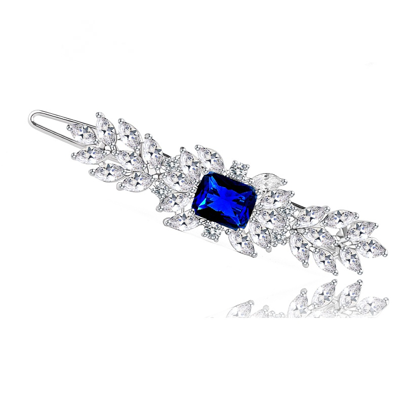 CZ COLLECTION - VINTAGE INSPIRED CRYSTAL CLIP -  (CLIP 734) BLUE