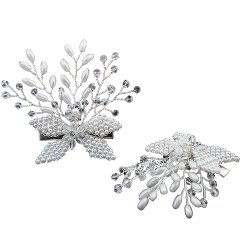 ATHENA COLLECTION - CHIC PEARL HAIR CLIP - CLIP 736 SILVER