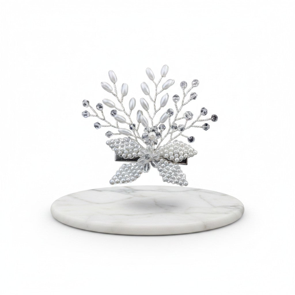 ATHENA COLLECTION - CHIC PEARL HAIR CLIP - CLIP 736 SILVER