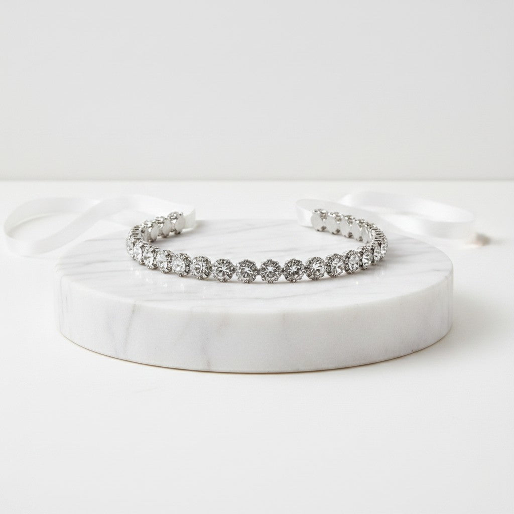 ATHENA COLLECTION - EXQUISTE CRYSTAL HAIR VINE - HP150 SILVER