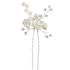 ATHENA COLLECTION - ETERNALLY PEARL HAIR PIN - PIN 36 SILVER