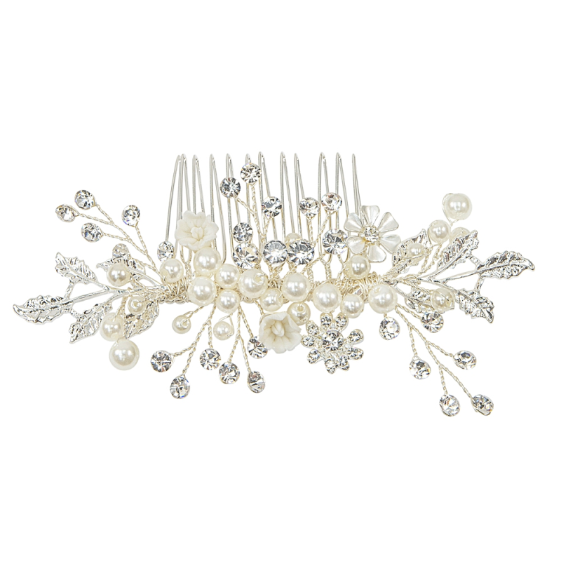ATHENA COLLECTION - ETERNALLY PEARL HAIR COMB - HC160 SILVER