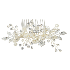 ATHENA COLLECTION - ETERNALLY PEARL HAIR COMB - HC160 SILVER